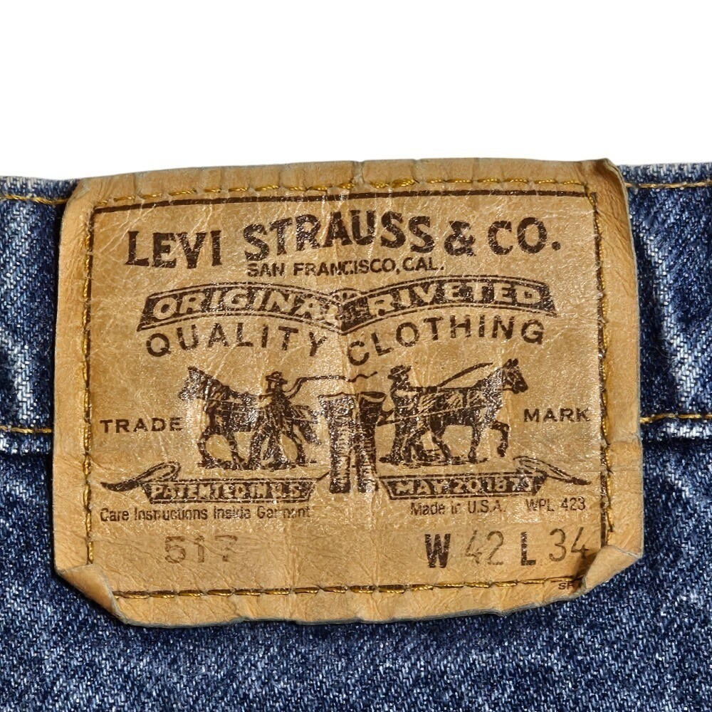 VTG Levi's 517 Bootcut Jeans Orange Tab Dark Wash Denim W42 L34 Made in USA‎ - Picture 4 of 16